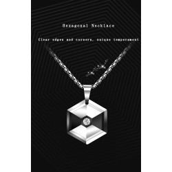 Hexagonal pendant with crystal - tungsten necklaceNecklaces