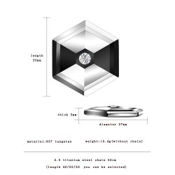 Hexagonal pendant with crystal - tungsten necklaceNecklaces
