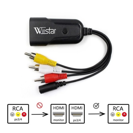 Conversor Mini HDMI para AV - cabo adaptador - para monitor L/R Vídeo HDMI2AV HD - NTSC PAL