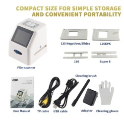 Negative film scanner - high resolution - 8-slide - digital film converter - 2.4"LCDCamera