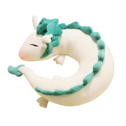 Almofada em forma de dragão branco / verde - brinquedo de pelúcia