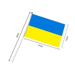 Bandeira ucraniana - com mastro de plástico - 14 * 21cm - 10 peças