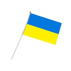 Bandeira ucraniana - com mastro de plástico - 14 * 21cm - 10 peças