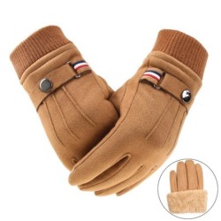 Luvas quentes de camurça de inverno - com lã - função de tela sensível ao toque - unissex