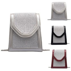 Bolsa de ombro pequena elegante - com strass / alça de corrente