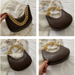 Luxuosa bolsa pequena de ombro - alças de corrente duplas