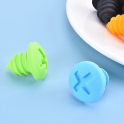 Rolha de garrafa de vinho - tampas de silicone - em forma de parafuso - 5 peças
