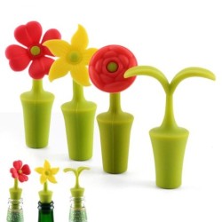 Rolha de garrafa de vinho - silicone - em forma de flores