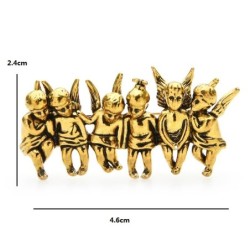 Broche vintage - 6 figuras de anjos da sorte