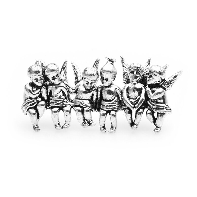 Broche vintage - 6 figuras de anjos da sorte