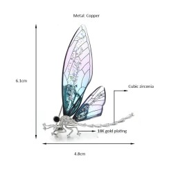 Elegant brooch - with transparent dragonfly / crystalsBrooches