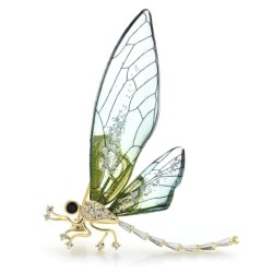 Elegant brooch - with transparent dragonfly / crystalsBrooches