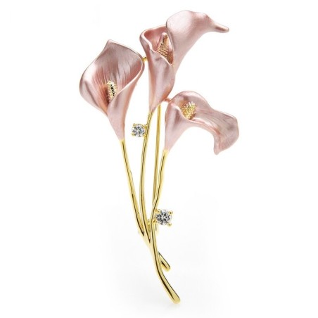 Broche elegante - lírio de 3 flores - com cristais
