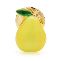 Broche na moda com uma pêra amarela