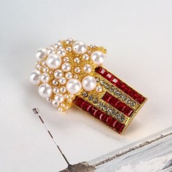 Pearl popcorn shaped brooch - with rhinestonesBrooches