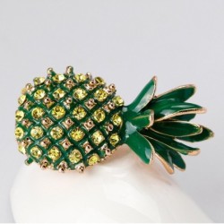 Broche elegante com abacaxi cristal verde