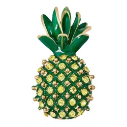 Broche elegante com abacaxi cristal verde