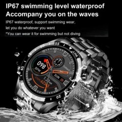 LIGE - Smart Watch luxuoso - tela de toque de círculo completo - Bluetooth - pressão arterial - à prova d'água