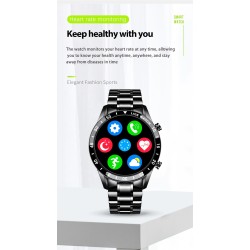 LIGE - Smart Watch luxuoso - tela de toque de círculo completo - Bluetooth - pressão arterial - à prova d'água
