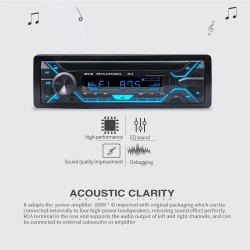 Auto-rádio Bluetooth - 1din - AUX - FM / MP3 / WMA / USB / cartão SD