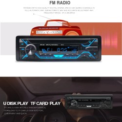 Auto-rádio Bluetooth - 1din - AUX - FM / MP3 / WMA / USB / cartão SD