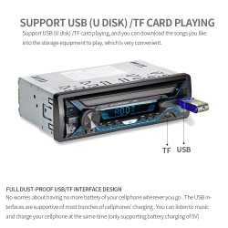 Auto-rádio Bluetooth - 1din - AUX - FM / MP3 / WMA / USB / cartão SD