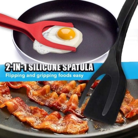 Espátula multifuncional 2 em 1 - pinça antiaderente - ferramenta de cozinha