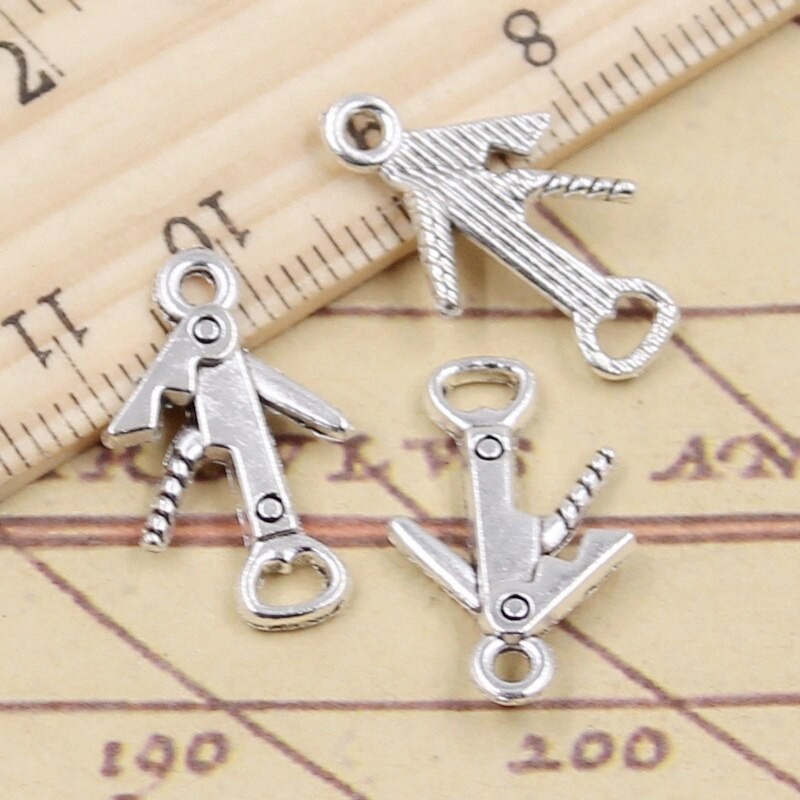 Knife / bottle opener - silver antique pendants - for jewellery making - 20 piecesBracelets