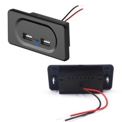 Carregador de carro - duas portas USB - soquete com indicador LED azul - DC5V/3.1A - 12V