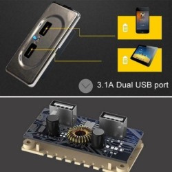 Carregador de carro - duas portas USB - soquete com indicador LED azul - DC5V/3.1A - 12V
