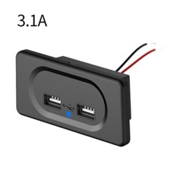 Carregador de carro - duas portas USB - soquete com indicador LED azul - DC5V/3.1A - 12V