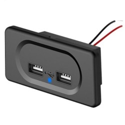 Carregador de carro - duas portas USB - soquete com indicador LED azul - DC5V/3.1A - 12V