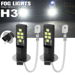 Carro de neblina / luz DRL - lâmpada LED - H3 - DC12V 3030 SMD 6000K branco - 2 peças