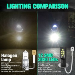 Carro de neblina / luz DRL - lâmpada LED - H3 - DC12V 3030 SMD 6000K branco - 2 peças