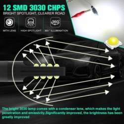 Carro de neblina / luz DRL - lâmpada LED - H3 - DC12V 3030 SMD 6000K branco - 2 peças