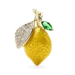 Broche na moda com limão amarelo / cristais