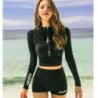 Fato de banho sexy vintage - top manga comprida / shorts - duas peças