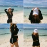 Vintage sexy swimsuit - long sleeve top / shorts - two-pieceBeachwear