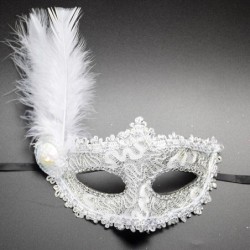 Máscara de olhos sexy de renda veneziana - com penas / cristal