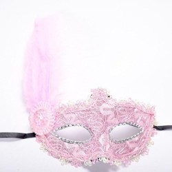 Máscara de olhos sexy de renda veneziana - com penas / cristal