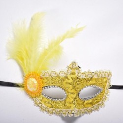 Máscara de olhos sexy de renda veneziana - com penas / cristal