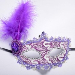 Máscara de olhos sexy de renda veneziana - com penas / cristal