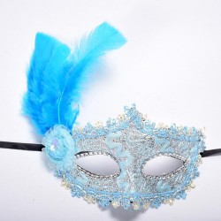 Máscara de olhos sexy de renda veneziana - com penas / cristal