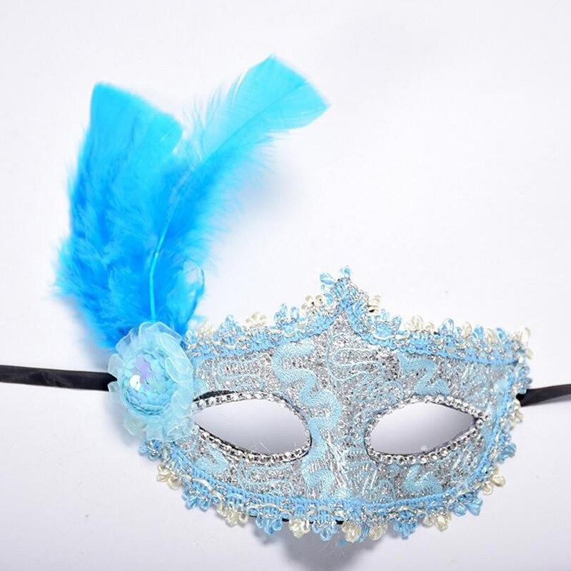 Máscara de olhos sexy de renda veneziana - com penas / cristal