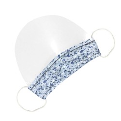 Protetor de rosto / boca de plástico transparente - com tecido colorido - anti-embaciamento - boca visível