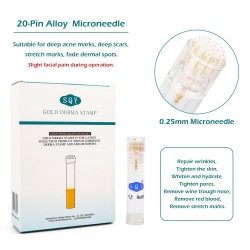 Derma roller - pontas de titânio - microagulha 0,25mm - ouro - reutilizável