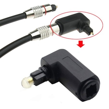 Cabo de áudio óptico digital - adaptador - macho para fêmea - ângulo reto de 90 graus - giratório 360 - para cabo óptico Toslink