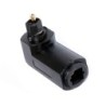 Cabo de áudio óptico digital - adaptador - macho para fêmea - ângulo reto de 90 graus - giratório 360 - para cabo óptico Toslink