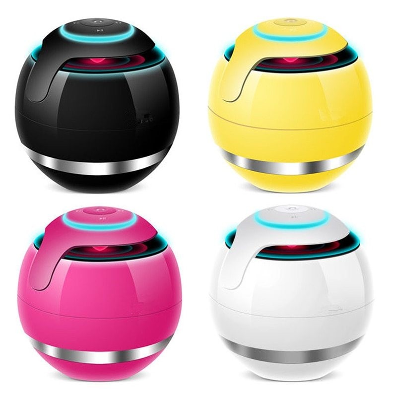 Bluetooth - mini alto-falante redondo - LED - com subwoofer - Hi-Fi - TF - FM - AUX - bola mágica