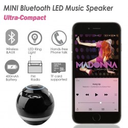 Bluetooth - mini alto-falante redondo - LED - com subwoofer - Hi-Fi - TF - FM - AUX - bola mágica